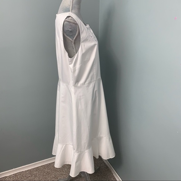 TALBOTS White 100% Cotton ruffle trim summer Dress size 14 NWT wedding guest - Picture 7 of 10